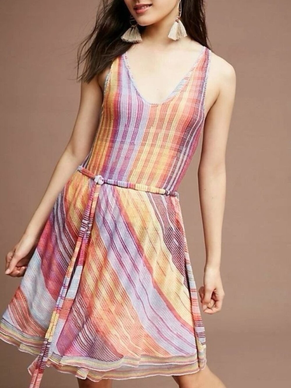 NEW Anthropologie Cecilia Prado Reverie Rainbow Sweater Dress XL, $198 PULLOUTS!